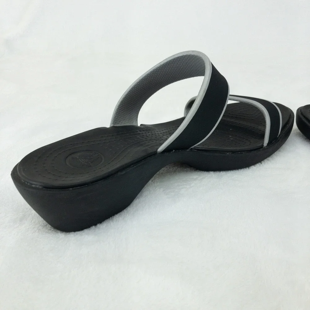 Crocs Madeira Wedge Slide Sandals Womens Size 10 Black Slip On